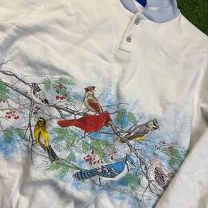 Vintage Birds Graphic Crewneck Sweatshirt‎ USA Made L Cardinal Blue Jay